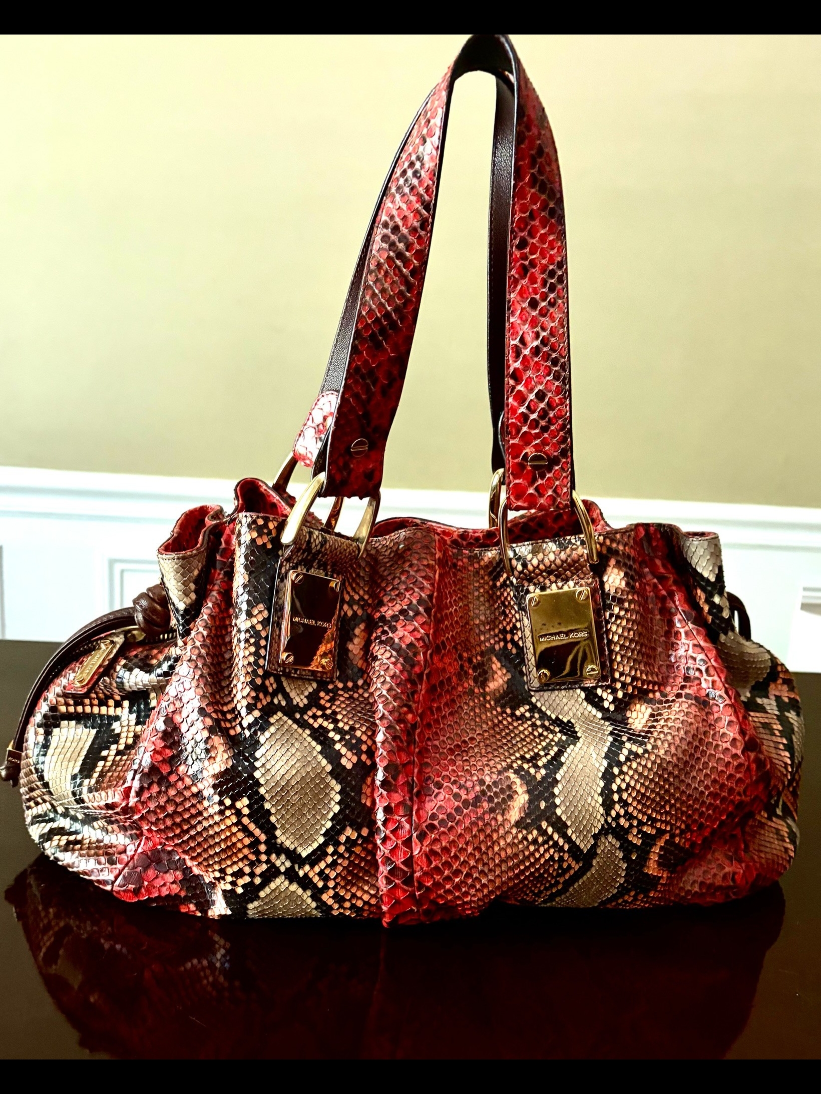 Michael Kors Collection Rehearsal Python Shoulder Satchel